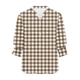 thumbnail image 5 of Cilsoka 3/4 Length Sleeve Womens Tops Dressy Casual V Neck Button Down Shirts Gingham Plaid Business Work Blouses with Smocked Cuffs, 5 of 6