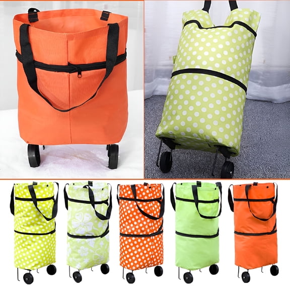 GASTROPOD Collapsible Trolley Bag Folding Shopping Bag with Wheels, Portable Shopping Cart Reusable Shopping Bag Grocery Bag Shopping Trolley Bag on Wheels, size: 21.6" x 15.7" x 5.51"