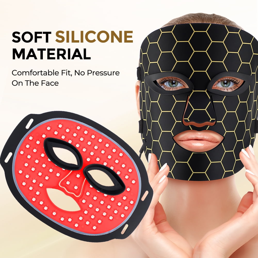 Red Light Therapy for Face, LED Face Mask Light Therapy with Rechargeable Remote for Acne, Wrinkles, Skin Rejuvenation, Portable Facial Skin Care Mask with Timing Function - Home Use 96 LED Beads