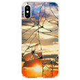thumbnail image 1 of DistinctInk Clear Shockproof Hybrid Case for iPhone XR (6.1" Screen) - TPU Bumper, Acrylic Back, Tempered Glass Screen Protector - Shattered Glass Sunrise, 1 of 5