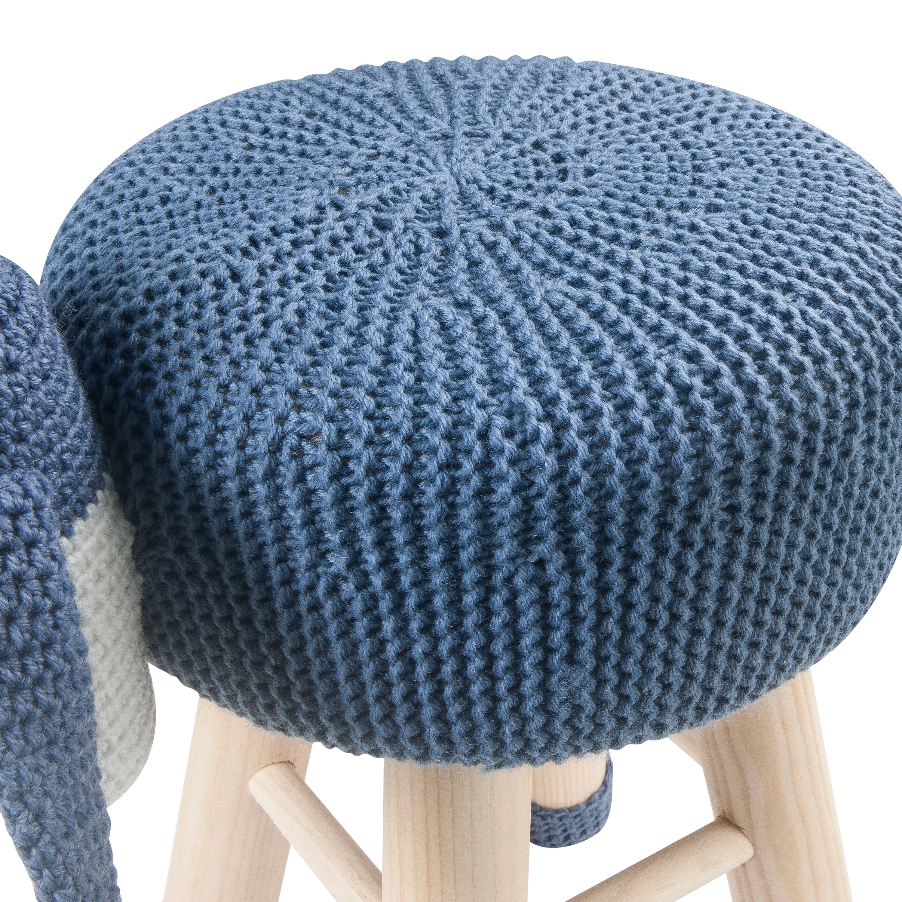 AC Pacific Children's Woven Donkey Ottoman Stool with Wooden Legs, Gray