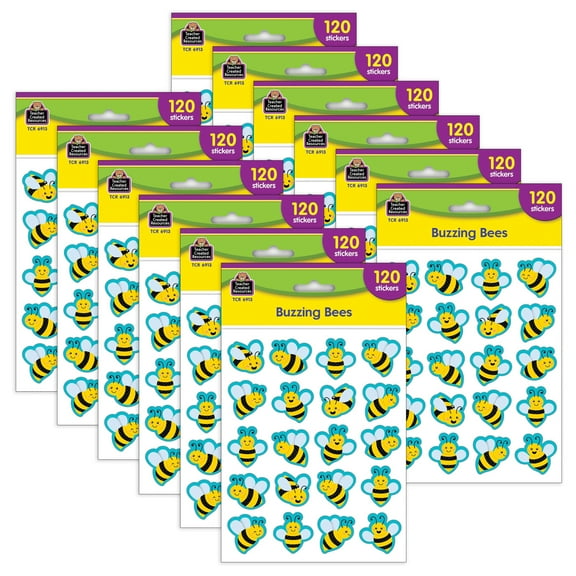 Teacher Created Resources Buzzing Bees Stickers, 120 Per Pack, 12 Packs