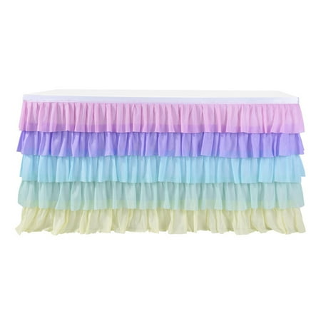 

Gradient Tulle Table Skirt for Tables in any Shapes 5 Layered Ruffle Table Skirt for Holiday Wedding Party 6/9/14 FT. 14inch