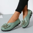 thumbnail image 3 of Dakaela Orthopedic Shoes for Women Leather Flowers Arch Support Flats Slip On Loafers No Heel Round Toe Wide Width Casual Sneakers,Army Green 8, 3 of 5