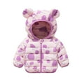 thumbnail image 2 of HAOTAGS Boys Girls Padded Jacket, Long Sleeve Hooded Down Jacket Full Zip Winter Coats Purple 3 Years, 2 of 10