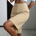 thumbnail image 5 of oqasdz Women's High Waisted Bermuda Dress Shorts Tailored Straight Leg Solid Color Work Shorts Business Summer Casual Office, 5 of 7