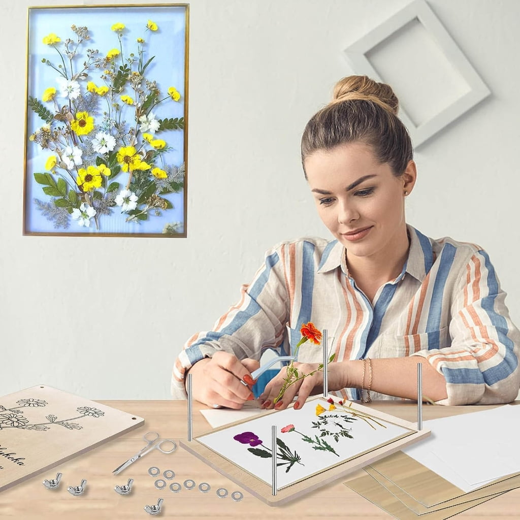 Wooden Flower Press Kits for Adults Kids DIY Art Crafts, Flower Press, Leaf Press, Plant Press for Making Greeting Cards