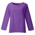 thumbnail image 4 of Yigetop Linen Shirts for Women Linen Shirts for Women 2025 Trendy Long Sleeve Summer Tops Casual Loose Tshirts Basic Tees Women's Linen Shirt Purple1 2XL, 4 of 5