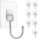 thumbnail image 1 of Large Adhesive Hooks 22ib(max),waterproof Rustproof Wall Hooks,8pcs, 1 of 5