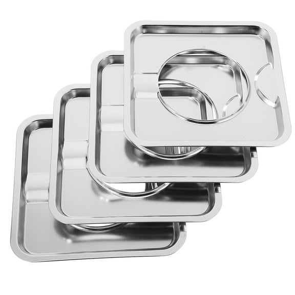 TABLZONE Square Gas Stove Top Cover Stainless Steel 4Pcs 7.7X7.7X0.5In