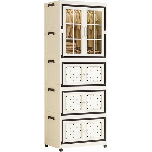 Halicool Stackable Storage Bins with Lids and Wheels, Stackable Storage drawers, Collapsible Storage Bins with Lids, Closet Organizers and Storage Drawers for Home, Dorm