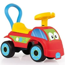 Dolu: Walk & Drive: Foot-To-Floor Car - Red & Blue - Ride-On Toy Vehicle, Horn, Storage Seat, Push-Pull Handle, Indoor-Outdoor Play, Toddlers 12mo 
