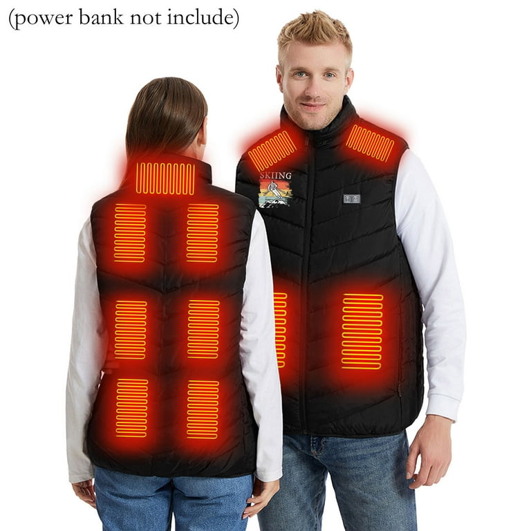 Feancey Heated Golf Vests for Men Electric Heating Jacket with Dual Control 11 Zones 2024 Fashion Lightweight Heated Coats Winter Warm Print Vest Jacket Today s Deals of The Day Black L Walmart