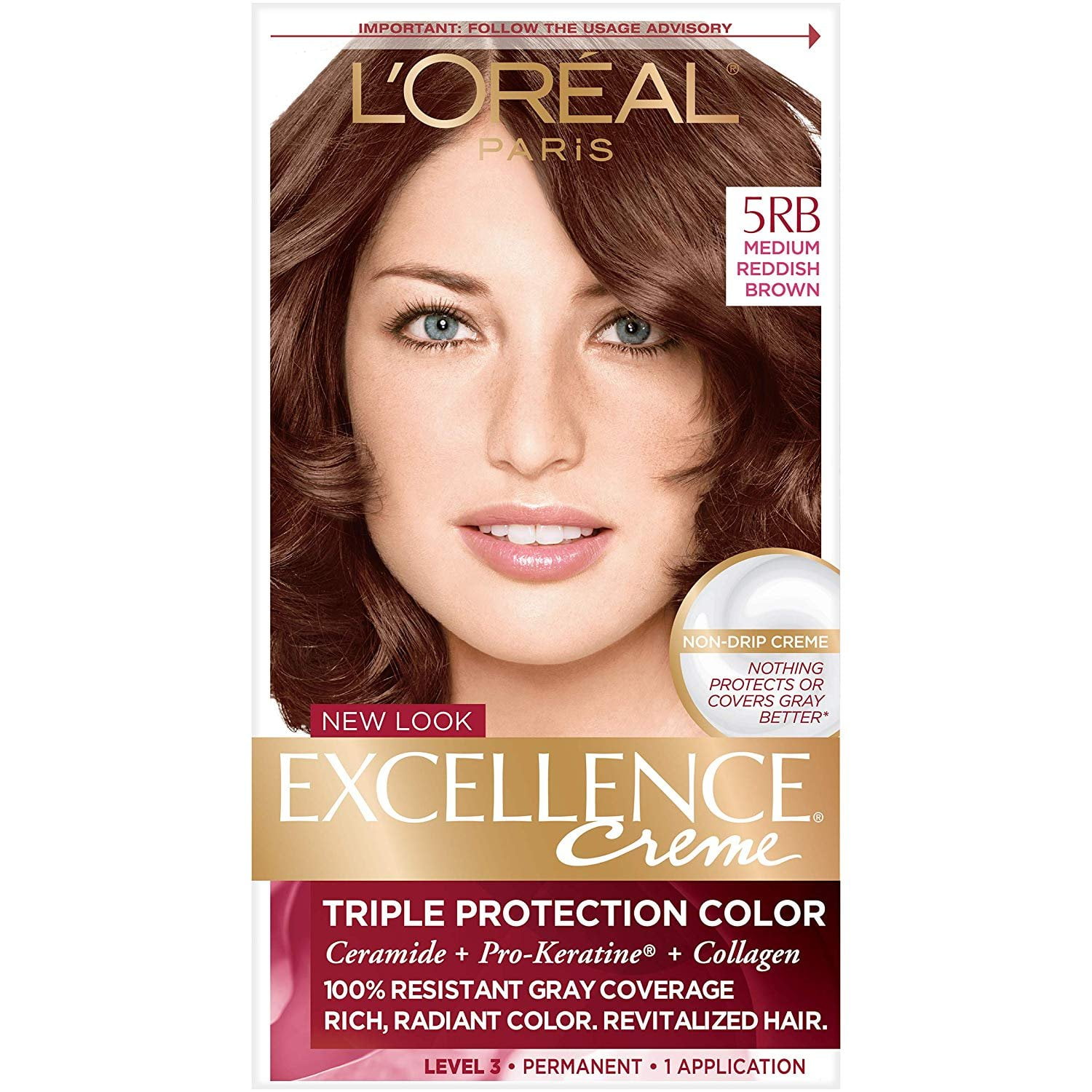 L'Oréal Paris Excellence Créme Permanent Hair Color, 5RB Medium Reddish ...