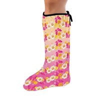 COEQINE Breast Cancer 2 Pcs Leg Cast Cover Pink Ribbon Below The Knee Leg Cast Sleeve Elastic Cast Socks Cover Stretch Fabric Leg Cast Protector for Women Gifts for Women Friends Size L