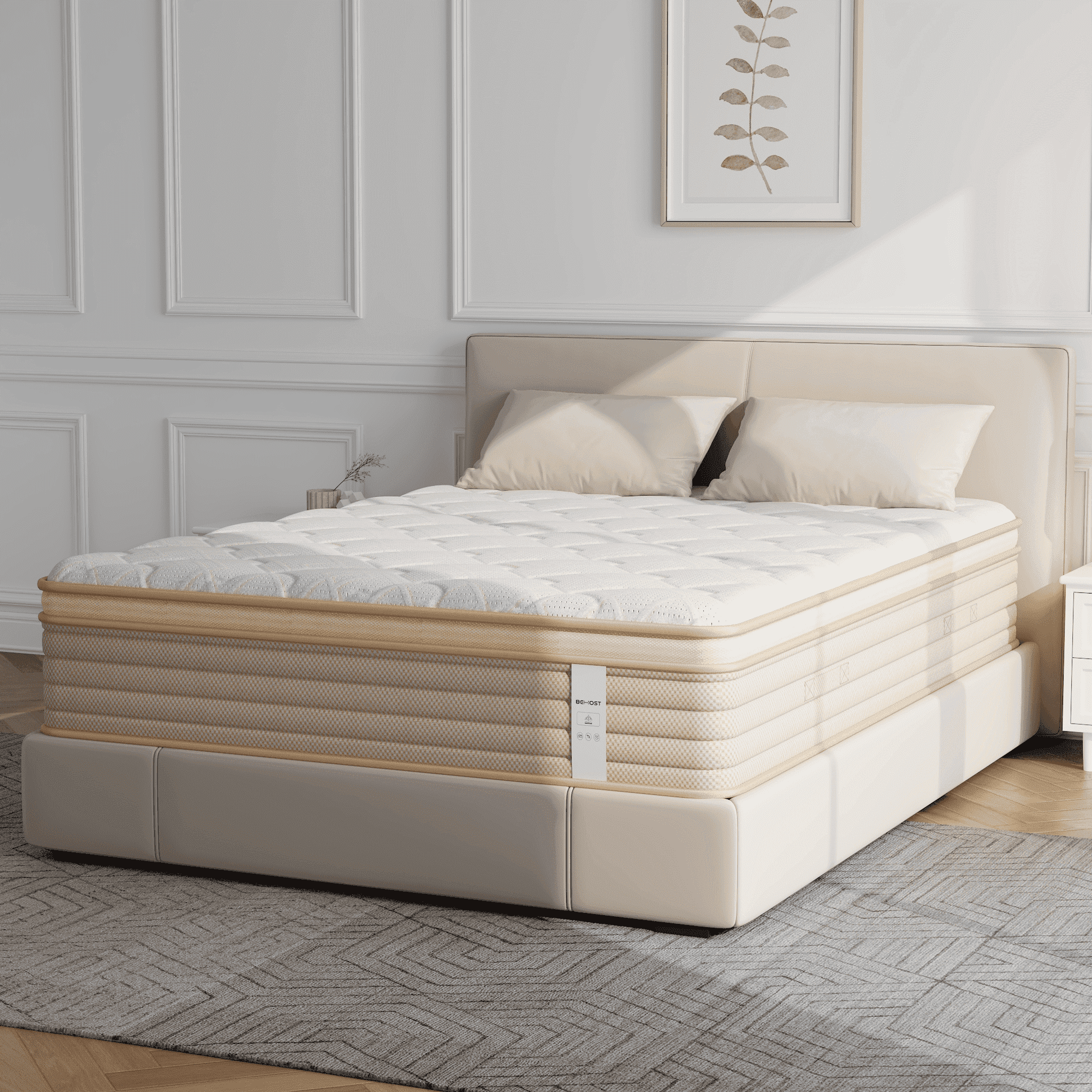 BEHOST 12 Inch Queen Mattress, Cooling Gel Memory Foam and Individual Pocket Springs Hybrid Mattress in a Box, Medium Firm Support for Pressure Relief, CertiPUR-US Certified, Breathable Cover