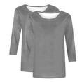 thumbnail image 5 of Cotton T Shirts Pack for Women 2Pcs Crew Neck 3/4 Sleeve Tees Solid Loose Fall Casual Tops Basic Tshirts Bulk (L, Gray), 5 of 6