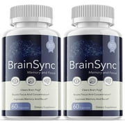 (2 Pack) Brain Sync - Dietary Supplement for Focus, Memory, Clarity, & Energy - Advanced Cognitive Support Formula for Maximum Strength - 120 Capsules