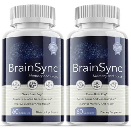 (2 Pack) Brain Sync - Dietary Supplement for Focus, Memory, Clarity, & Energy - Advanced Cognitive Support Formula for Maximum Strength - 120 Capsules