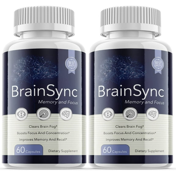 (2 Pack) Brain Sync - Dietary Supplement for Focus, Memory, Clarity, & Energy - Advanced Cognitive Support Formula for Maximum Strength - 120 Capsules