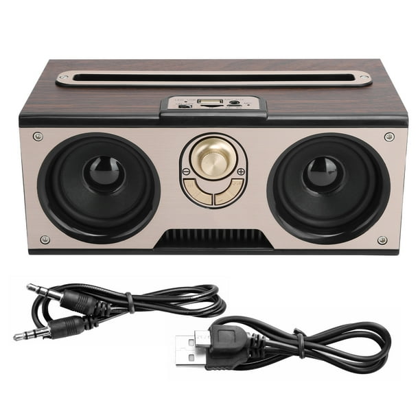 Altavoz Bluetooth retro de madera, HiFi, inalámbrico, portátil, con sonido compatible con tarjeta de memoria AUX en color madera oscura.