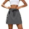 thumbnail image 2 of Busydd Cargo Skirts for Women with Pockets Fashion Solid Color Zipper Mini Skirt Casual Outdoor High Waisted Drawstring Sport Skirt XS, 2 of 8