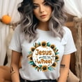 thumbnail image 2 of Jesus Take the Wheel T-Shirt for Women, Christian Sunflower Graphic Tee, Azalea, Size L, 2 of 6