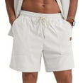 thumbnail image 4 of DPTALR George Men's Summer Corduroy Drawstring Shorts Loose Solid Color,Breathable & Durable for Outdoor Fitness & Beach,White,Big and Tall Men XXL, 4 of 5
