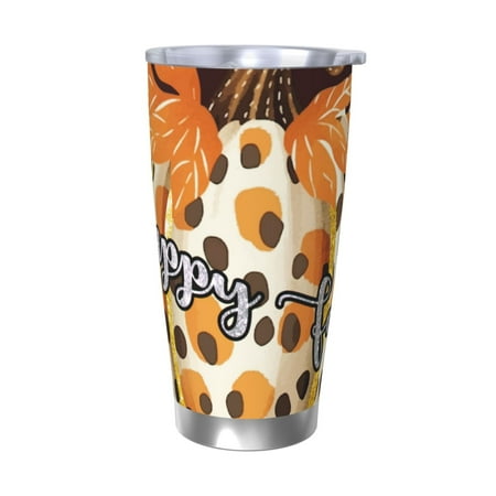 

Qekee Fall Farmhouse Pumpkins Print 20OZ Car Cup Stainless Steel Vacuum Insulated Tumbler Tumbler Cup With Lid And Straw Travel Coffee Mug-Without Straw