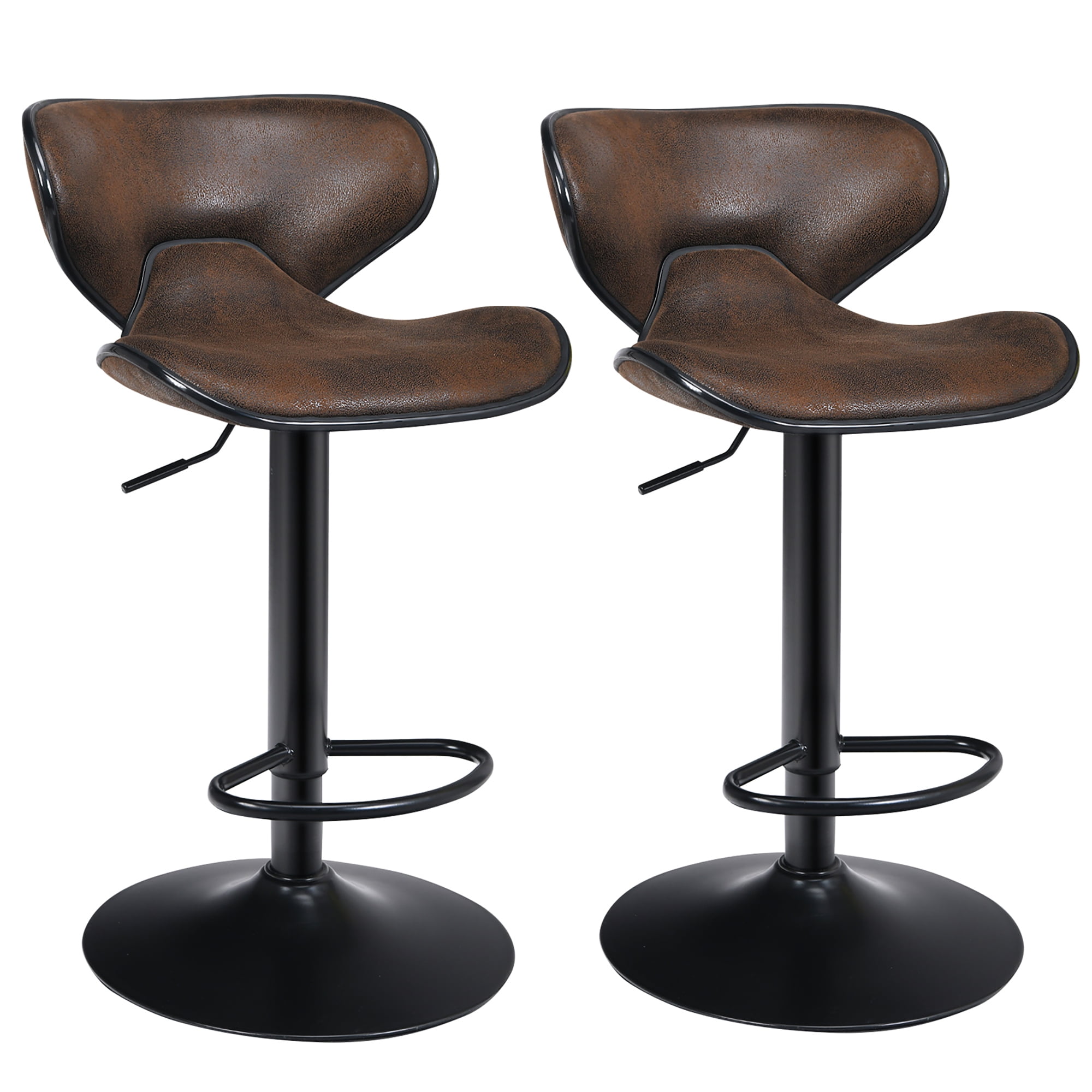 Costway Set of 2 Adjustable Bar Stools Swivel Bar Chairs Pub Kitchen