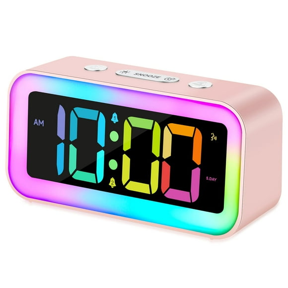Reloj despertador Cadmos Cute Pink con luz nocturna RGB para niñas
