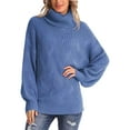 thumbnail image 3 of Arvbitana Women Knit Sweater Solid Color Turtleneck Long Sleeve Pullovers Loose Casual Warm Tops Fall Winter Clothes, 3 of 6