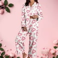 thumbnail image 2 of Womens Pajamas Sets Valentines Day Theme Print Long Sleeve Shirts Pants Casual Cozy Loungewear 2 Piece Outfits for Women Pink L, 2 of 7