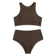 thumbnail image 1 of Swimming Costume 2Pcs/Set Push-up Wire Free Charming Lady Tummy Control Solid Color Swimsuit, 1 of 5