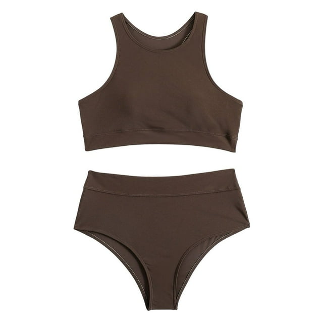 Swimming Costume 2Pcs/Set Push-up Wire Free Charming Lady Tummy Control Solid Color Swimsuit