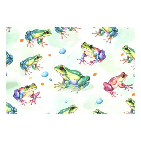 

Ryvnso 1 Piece Placemats Cartoon Frogs Green Dining Mats Heat-Resistant Non-Slip Washable Table Mat