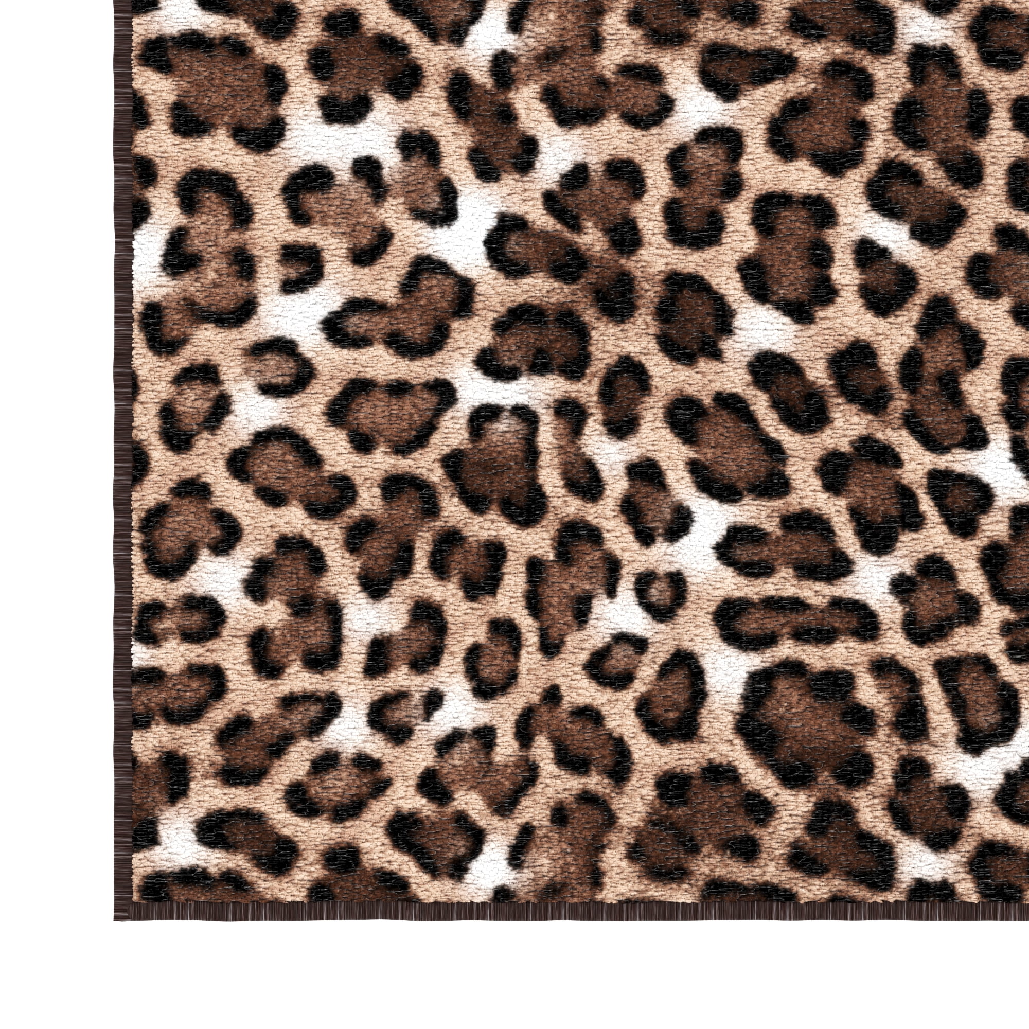 Ottomanson Non-Slip Washable Area Rug for Living Room Durable Low Profile Bedroom Carpet 3'3" x 4'6" Leopard Print Brown