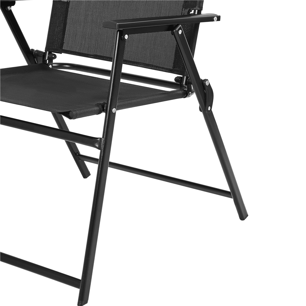 Renwick Set of 4 Outdoor Dining Chairs with Armrests and Backrest, Black