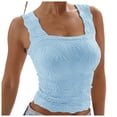 thumbnail image 1 of TSADFHJI Womens Square Neck Ribbed Tank Tops Sleeveless Crop Tops Summer Clothes Bras for Women Plus Size Bodysuit Bras for Women Plus Size Blue with Matching Robe Womens Bras Plus Size Blue S, 1 of 5