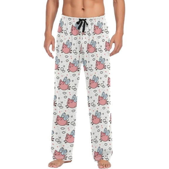 GZHJMY Pig Pajama Pants for Men, Lounge Pants Lightweight Men Pajama Bottoms with Drawstring Pockets, Christmas New Year Birthday Gifts, Large