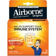 Airborne Zesty Orange Effervescent Tablets, 20 count - 1000mg of Vitamin C - Immune Support Supplement (Pack of 6)