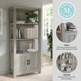 thumbnail image 4 of Martha Stewart Hutton Four Tier Shaker Style Bookcase with Storage Cabinet in Gray Washed Wood with Oil Rubbed Bronze Hardware, 4 of 16
