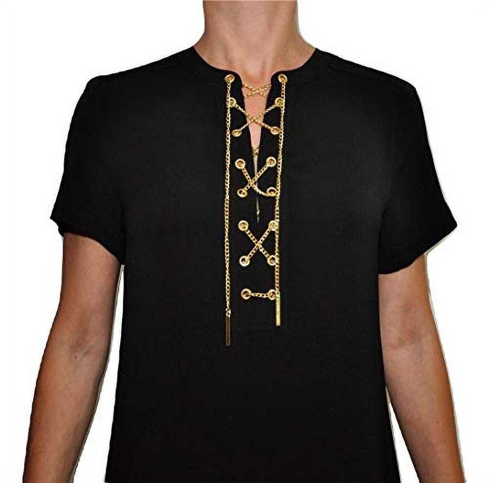Michael Kors Golden Chain Shift Dress Lined Short Tunic, Black (Medium) - image 2 of 5