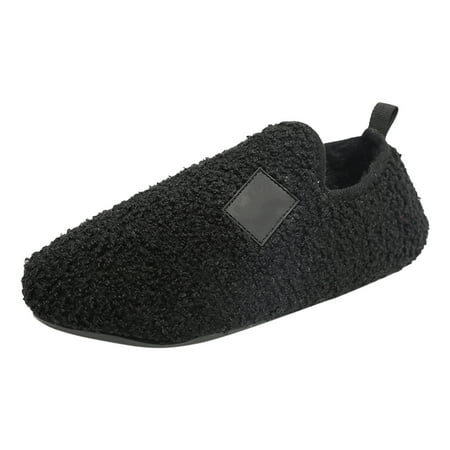 

JDEFEG Winter Men Womens Couples Winter Slippers Solid Colour Home Indoor Cotton Slippers Soft Bottom Package with Thickened Velvet Warm Slippers Black Size 43