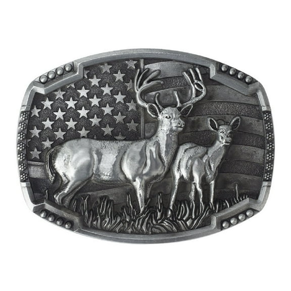 Longcreek Deer Belt Buckle for Men, Patriotic American flag Deer Belt Buckle, Elk Deer Belt Buckle, Norse Viking Deer Head Belt Buckle, Punk Deer Belt Buckle, Western Cowboy Belt Buckle