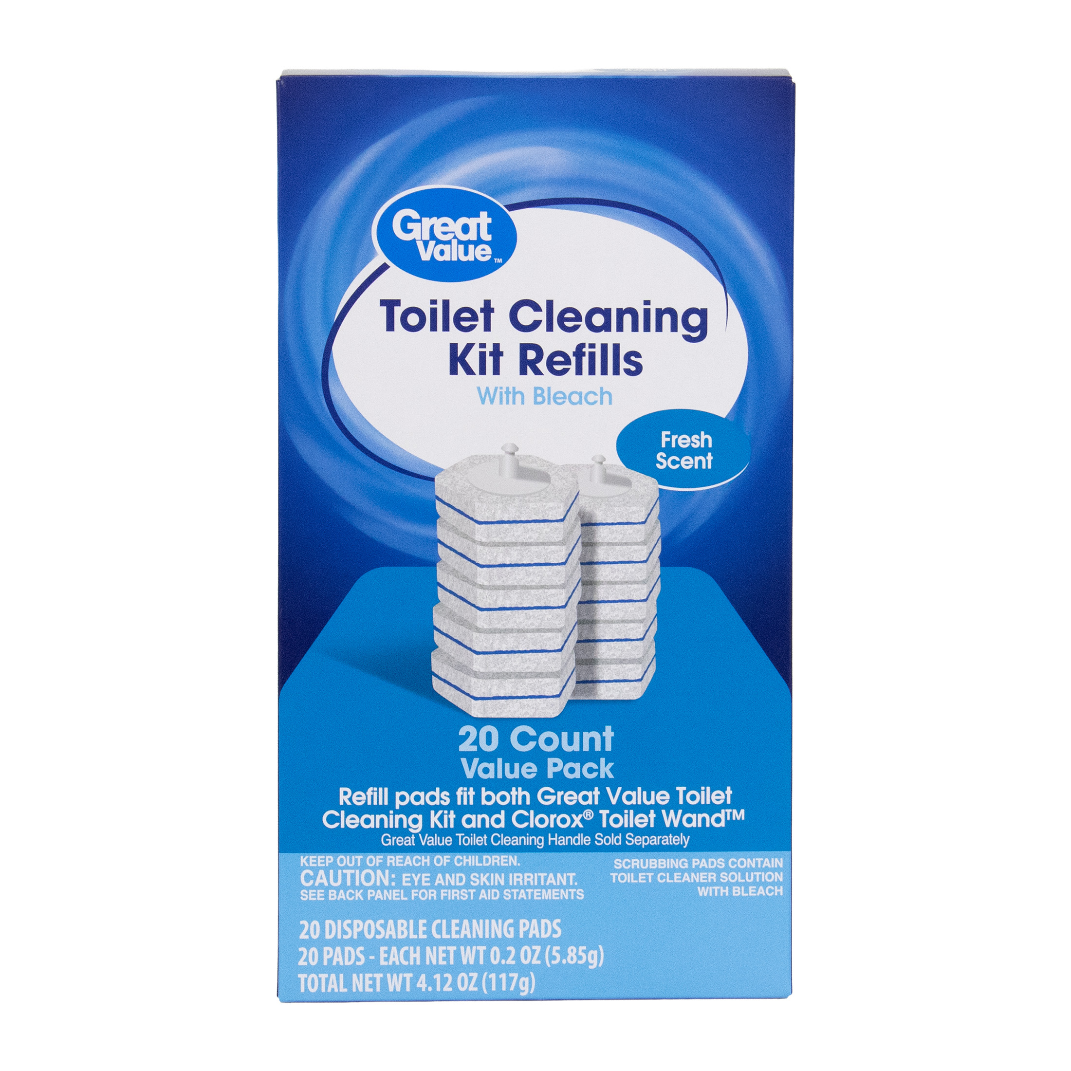 Great Value Toilet Cleaning Kit Refills with Bleach, Fresh Scent, 20 Count
