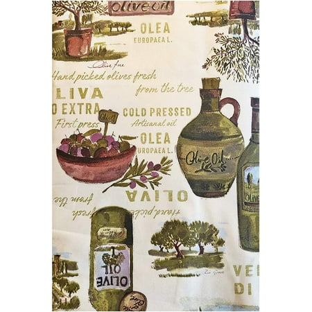 lucca tuscan olive oil print vinyl flannel backed