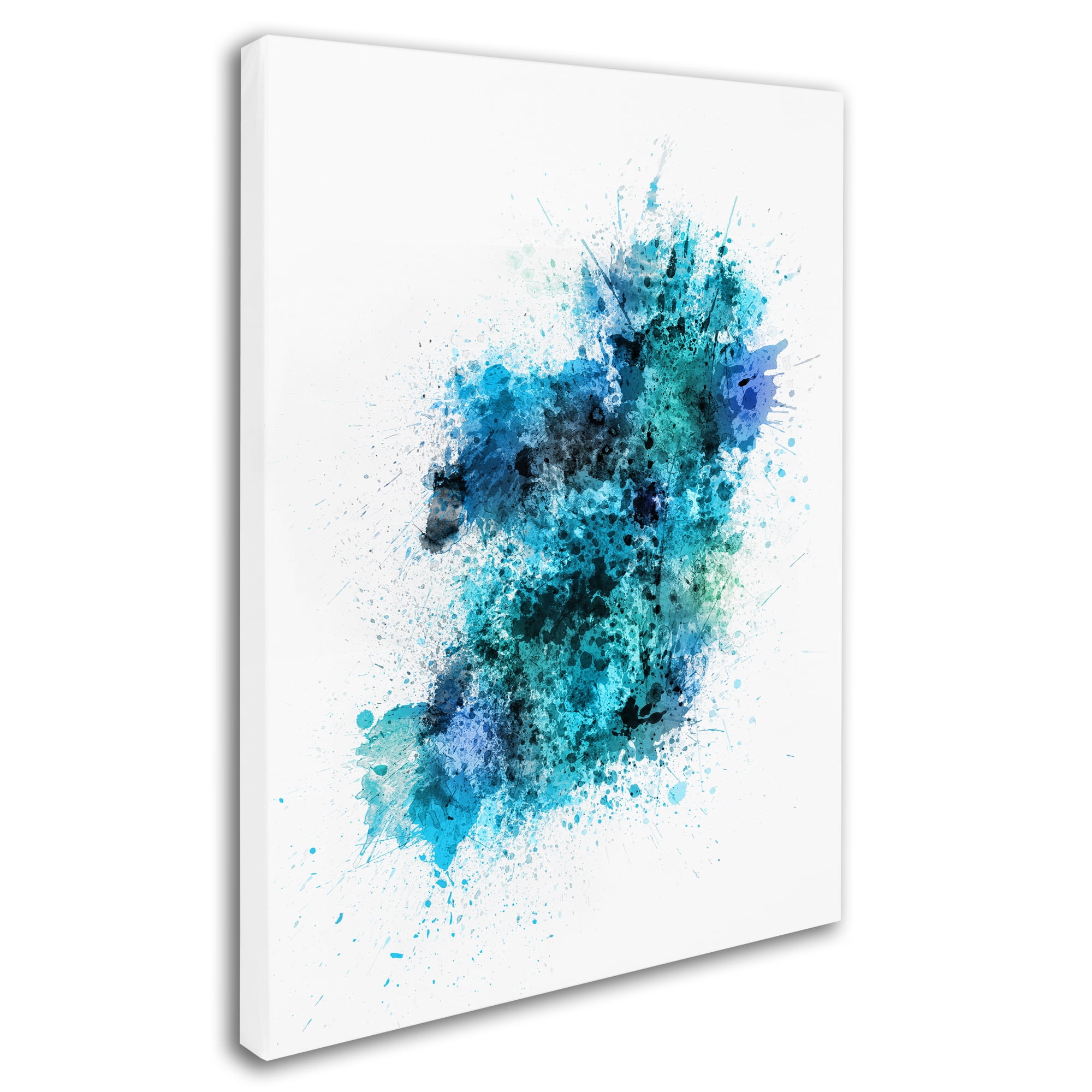 Trademark Fine Art "Ireland Map Paint Splashes" Canvas Art by Michael Tompsett