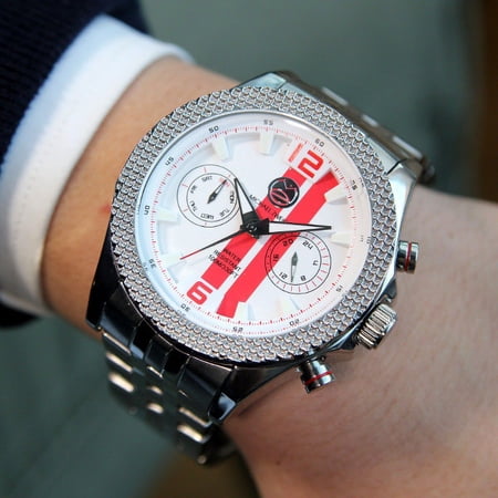 V12 Racer Stainless Steel Band Sport Watch . Multi Function Extreme Watch, Water Sport Resist to 100 Meters