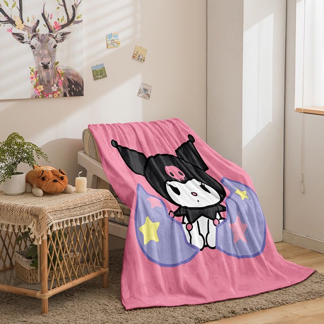 Kuromi Cartoon Series Single-Sided Flannel 3D Digital Printing Blanket Cover